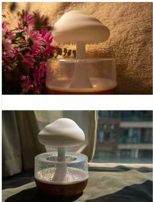1pc Colorful Rain Cloud Sleep Atmosphere Lamp Slow-Pressure Mushroom-Shaped Raindrop Simulator Relaxing Room Night Light