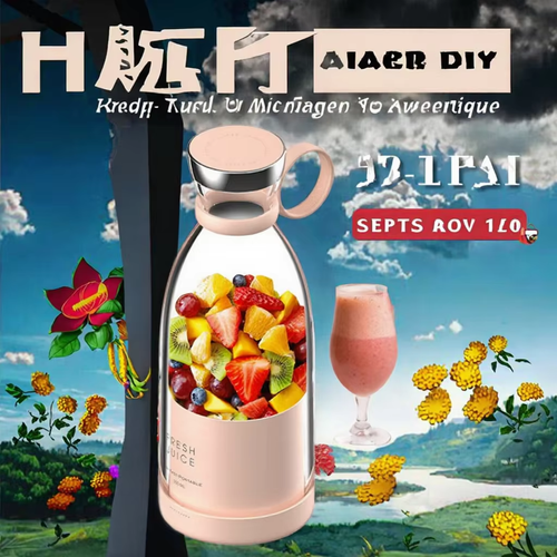 420ml Portable Electric Smoothie Blender and Mini Travel Fruit Juicer Mixer USB Power Source for Busy On-the-Go Lifestyle
