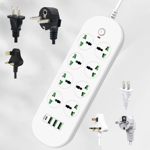 New Product EU UK US Plug Power Strip with 3 Usb and 1 Type c 8 AC Outlets Power Extension Socket