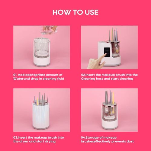 Hot Sales 3-in-1 Rechargeable Portable Quick Dry Automatic Electronic Ultrasonic Makeup Brush Cleaner and Dryer Machine