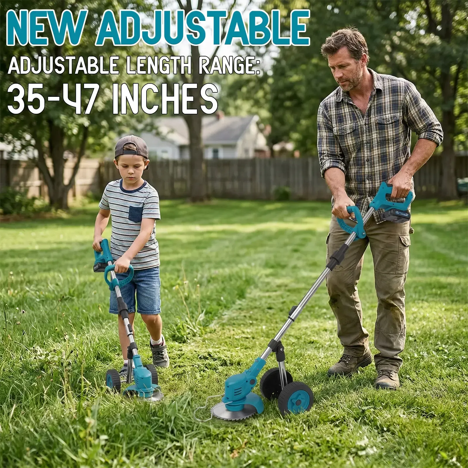 21V Cordless Grass Trimmer with Dual Batteries, Electric Weed Wacker for Garden Yard Farm Lawn Care