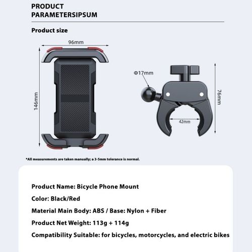 360 Degree Rotation Adjustable Waterproof Bicycle Motorcycle Phone Mount with Handlebar Fix Phone Holder Stand