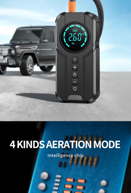 Portable 4 in 1 6000mAh Emergency Jump Starter with Air Compressor Digital Powerbank 12V Car Jump Starter with Tire Inflator