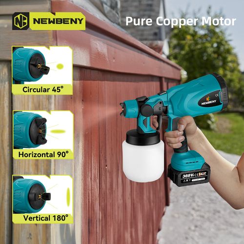 800ML Cordless Electric Spray Gun with 2 Batteries – Portable Paint Sprayer for DIY, Household Painting and Disinfection
