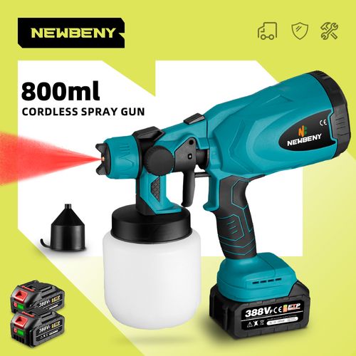 800ML Cordless Electric Spray Gun with 2 Batteries – Portable Paint Sprayer for DIY, Household Painting and Disinfection