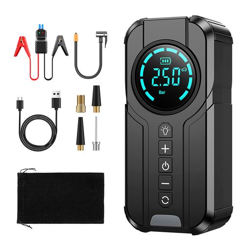 Portable 4 in 1 6000mAh Emergency Jump Starter with Air Compressor Digital Powerbank 12V Car Jump Starter with Tire Inflator