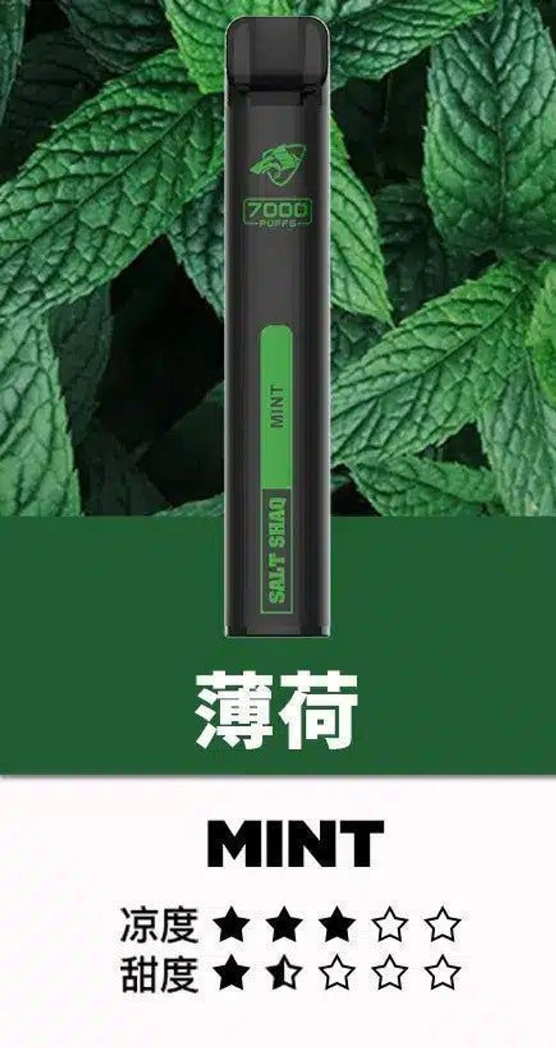 SALT SHAQ拋棄式電子煙 7000口搭配多口味，補貨與續用更好評估