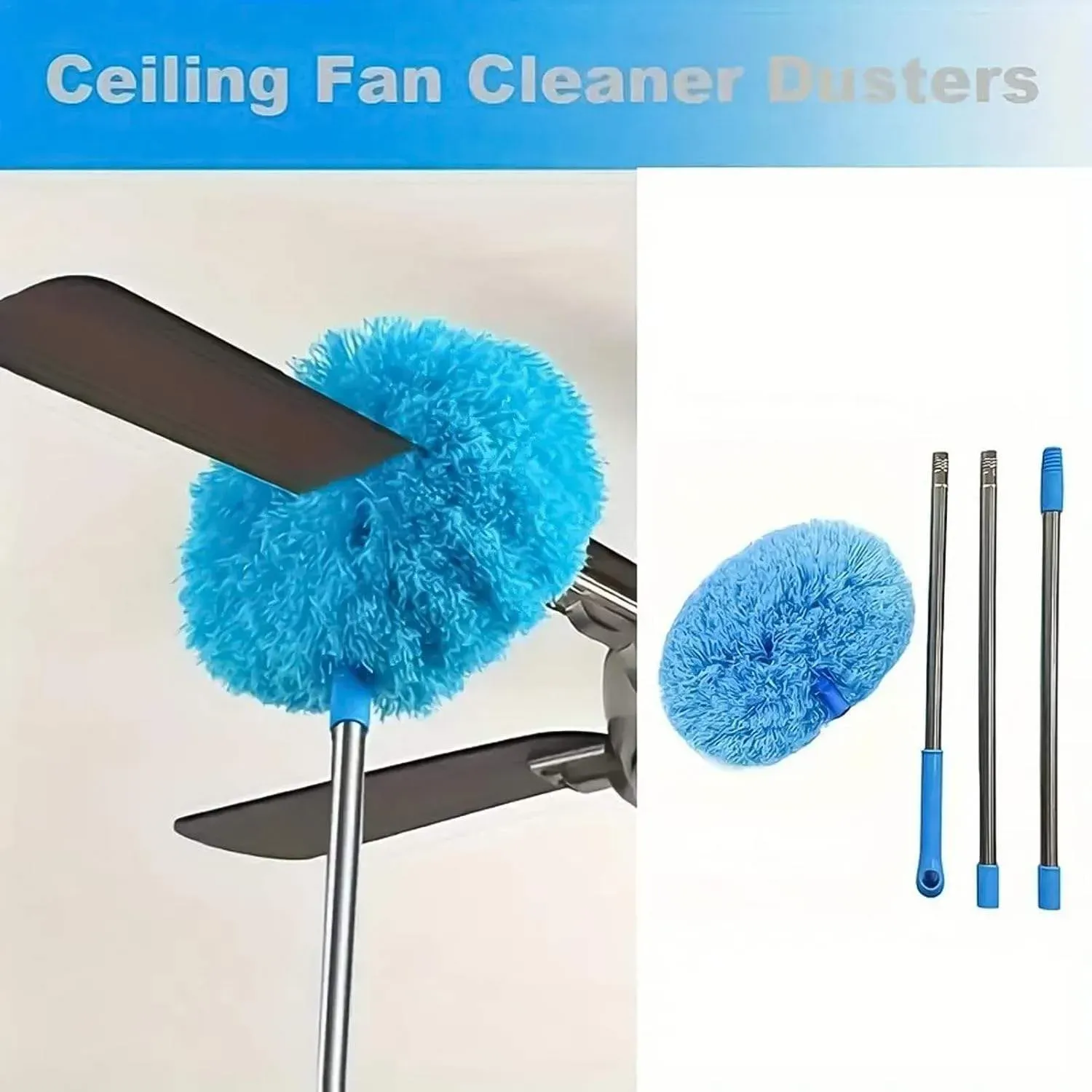Ceiling Fan Blade Cleaner Reusable Microfiber Ceiling Fan Duster with Extension Pole
