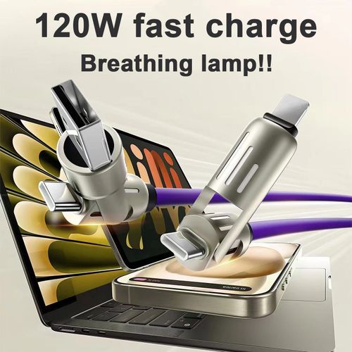 LED Breathing Light Indicator 4-in-1 Mobile Phone Charging Cable USB TYPE-C Suitable Soft Silicone Material Fast Charging Cable