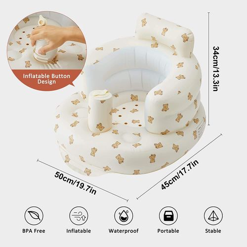 Popular Cartoon Design Baby Inflatable Seat Pvc Folding Baby Chair Learning Chair Baby Inflatable Chair for Sitting up