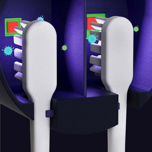New Automatic USB-Powered UV Toothbrush Sterilizer with UVC Light, Smart Display, Portable Plastic Design, Wall-Mounted Charging Holder for Toothbrushes