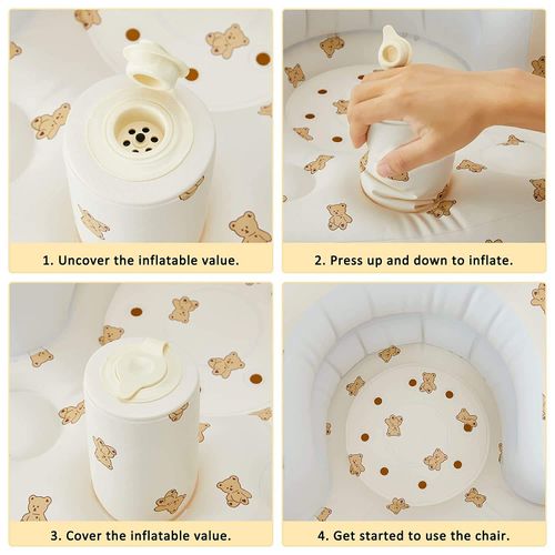 Popular Cartoon Design Baby Inflatable Seat Pvc Folding Baby Chair Learning Chair Baby Inflatable Chair for Sitting up