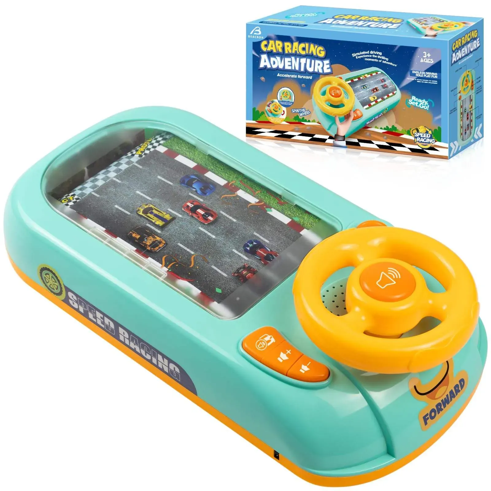 Musical Steering Wheel Toys, Toddler Simulated Driving Racing Car Game with Sound, Interactive Educational Learning Race Car Toy