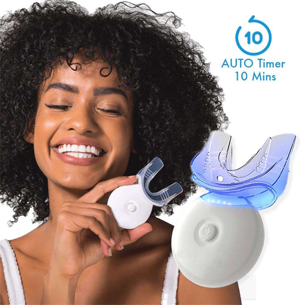 Professional Teeth Whitening Kit with LED Light, 3x3ml Hydrogen Peroxide-Free Whitening Gel, 5-LED Light Accelerator, Home Dental Care System for Effective Teeth Stain Removal