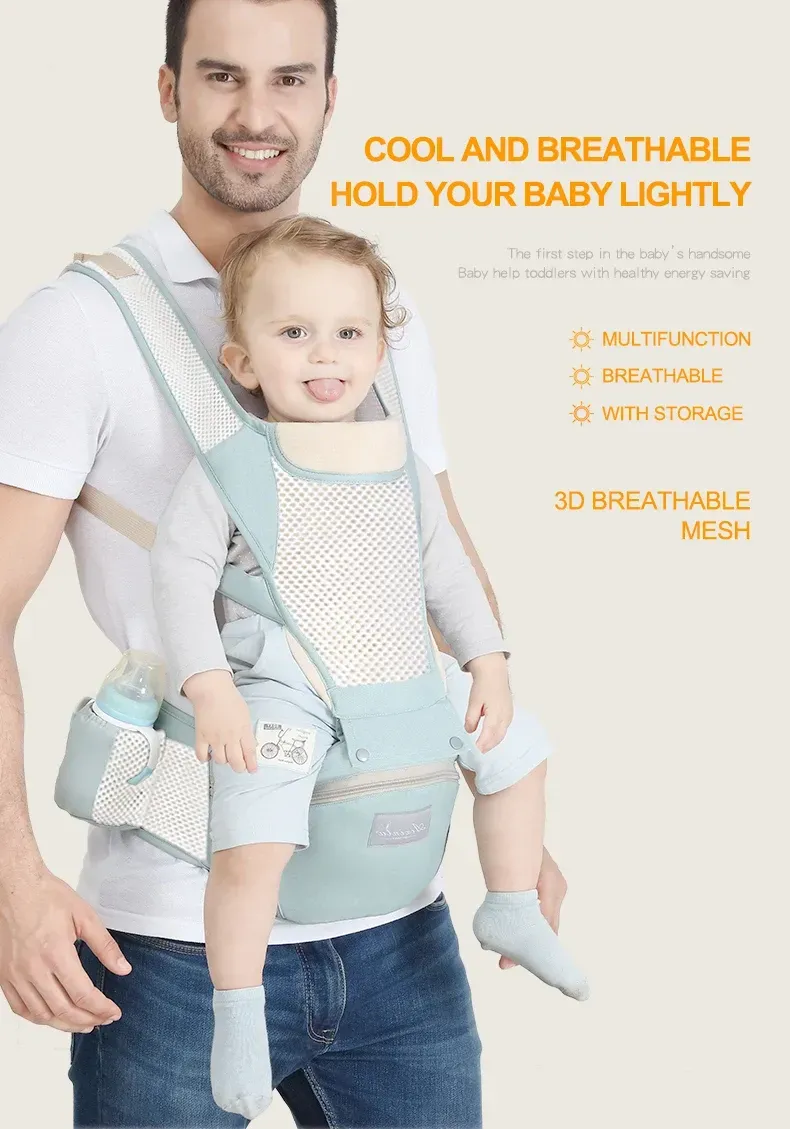 Before and After Kangaroo Bag Accessories Cotton Baby Carrier Ergonomic Infant Waist Stool Newborn to Toddler Multi-use