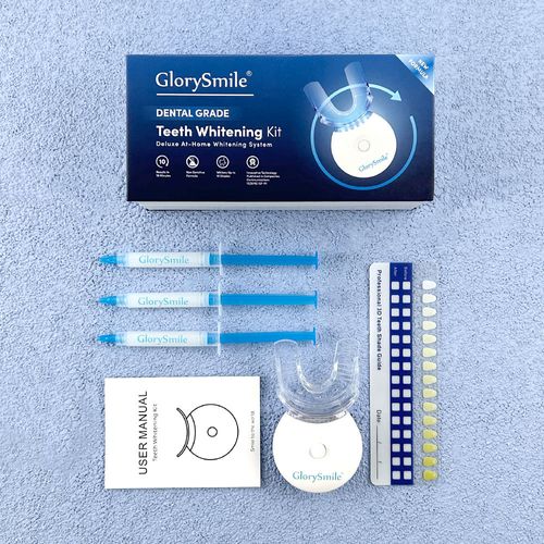 Professional Teeth Whitening Kit with LED Light, 3x3ml Hydrogen Peroxide-Free Whitening Gel, 5-LED Light Accelerator, Home Dental Care System for Effective Teeth Stain Removal