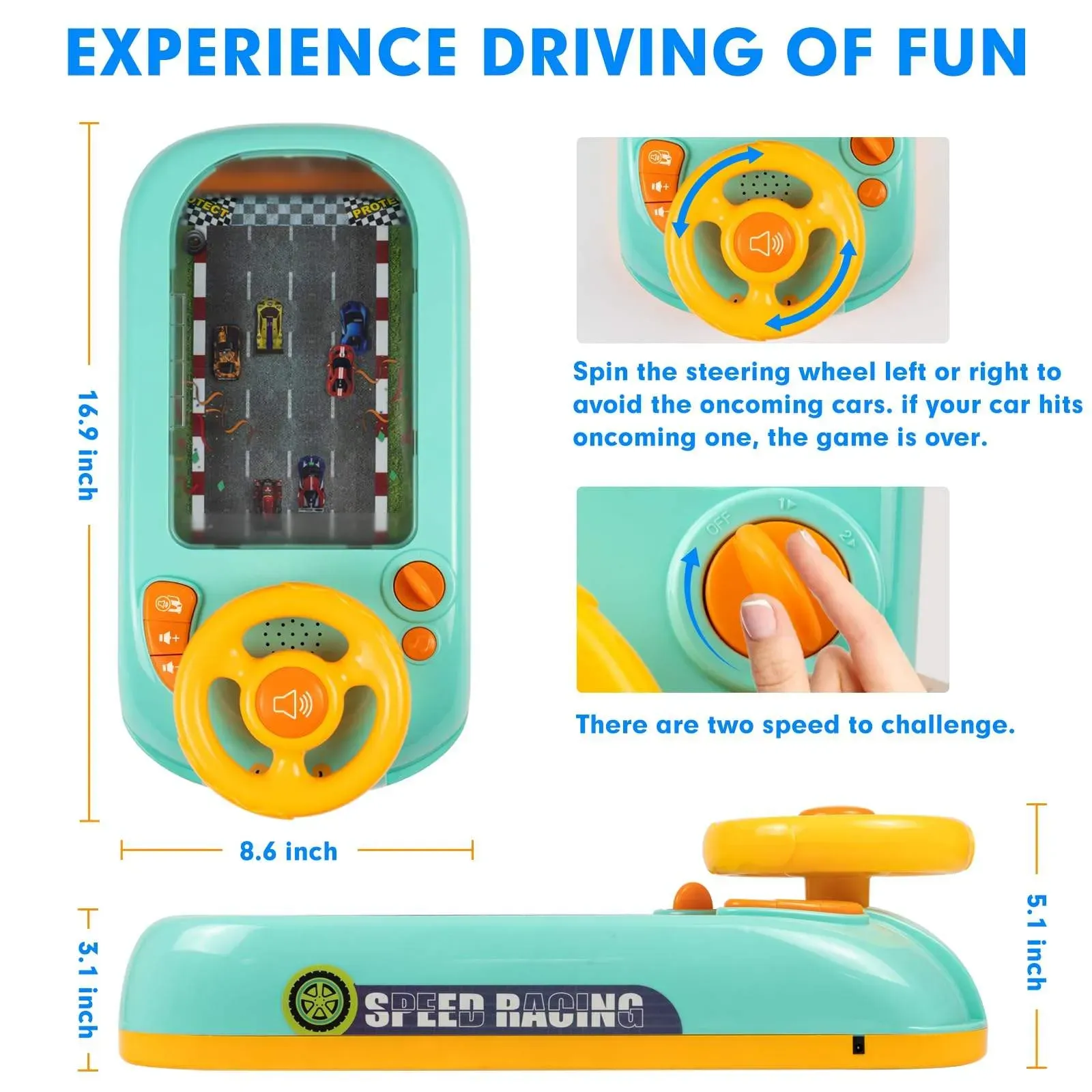 Musical Steering Wheel Toys, Toddler Simulated Driving Racing Car Game with Sound, Interactive Educational Learning Race Car Toy