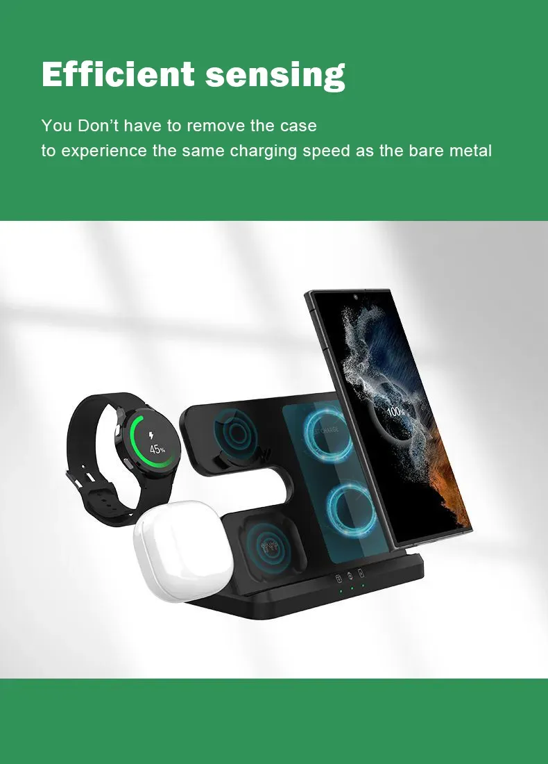 Fast 3-in-1 Wireless Charger: Perfect for Samsung Watch, Phone, Earbuds