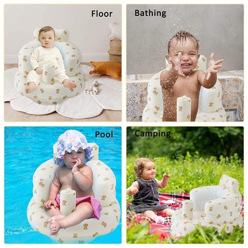 Popular Cartoon Design Baby Inflatable Seat Pvc Folding Baby Chair Learning Chair Baby Inflatable Chair for Sitting up