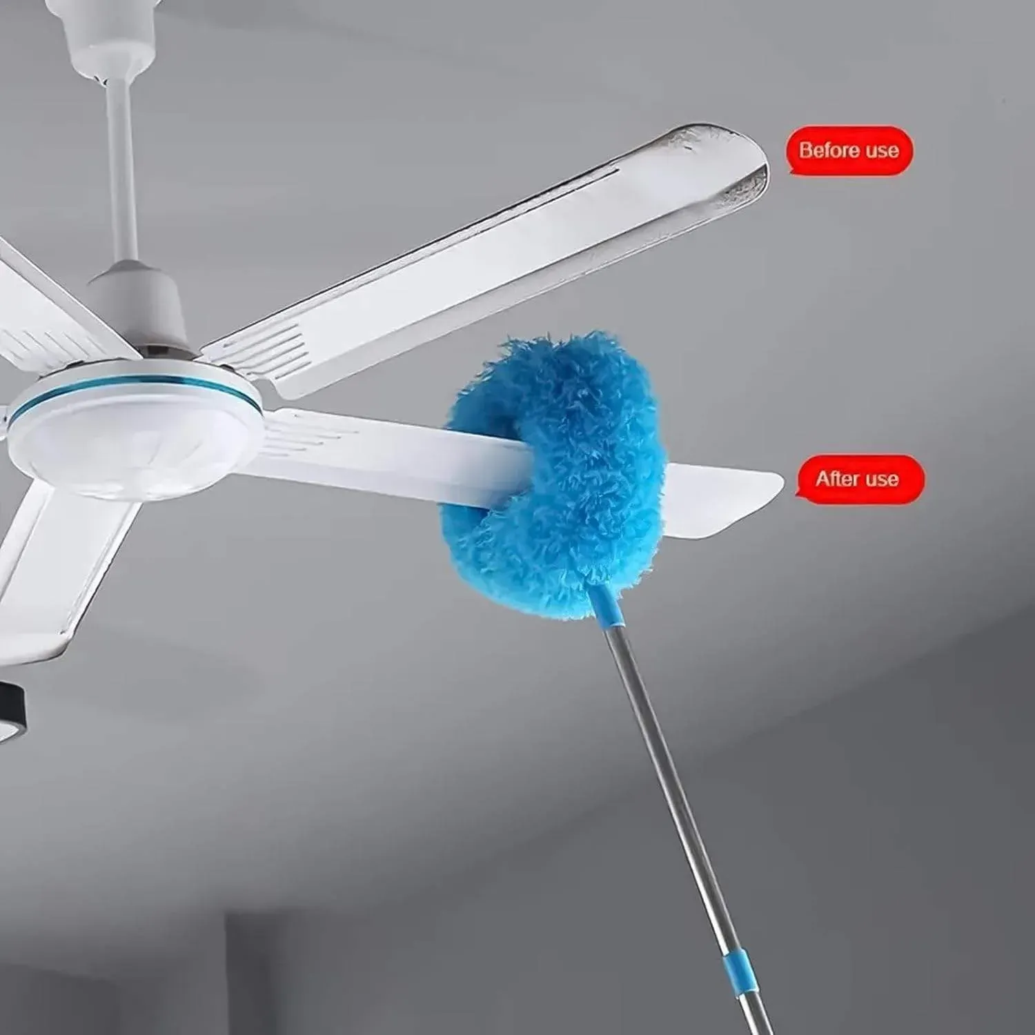 Ceiling Fan Blade Cleaner Reusable Microfiber Ceiling Fan Duster with Extension Pole
