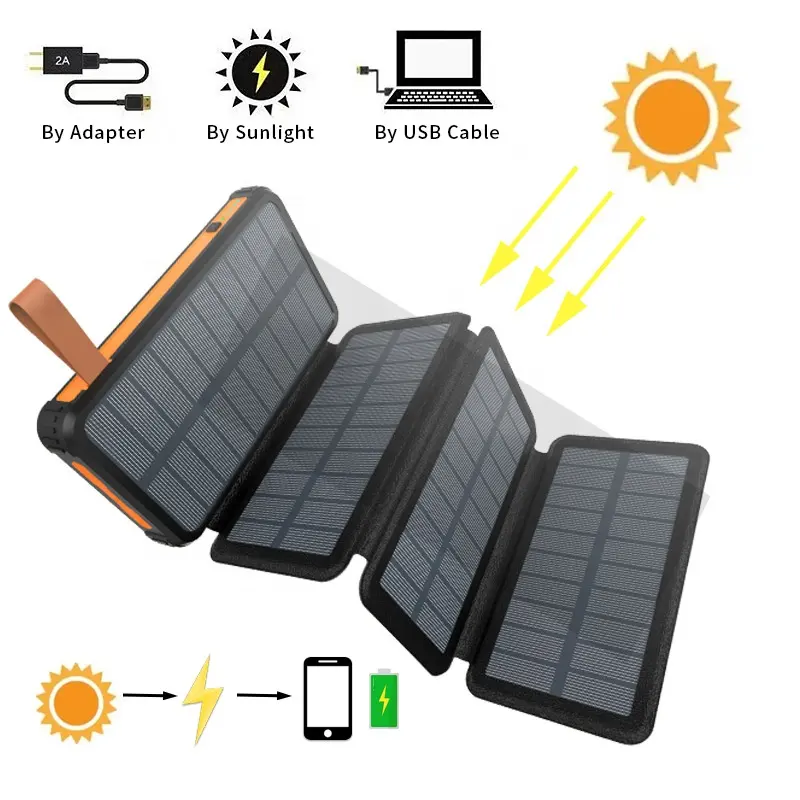 25000mAh Solar Mobile Power Bank with Foldable Photovoltaic Solar Panel: Portable and High-capacity Solar Charger