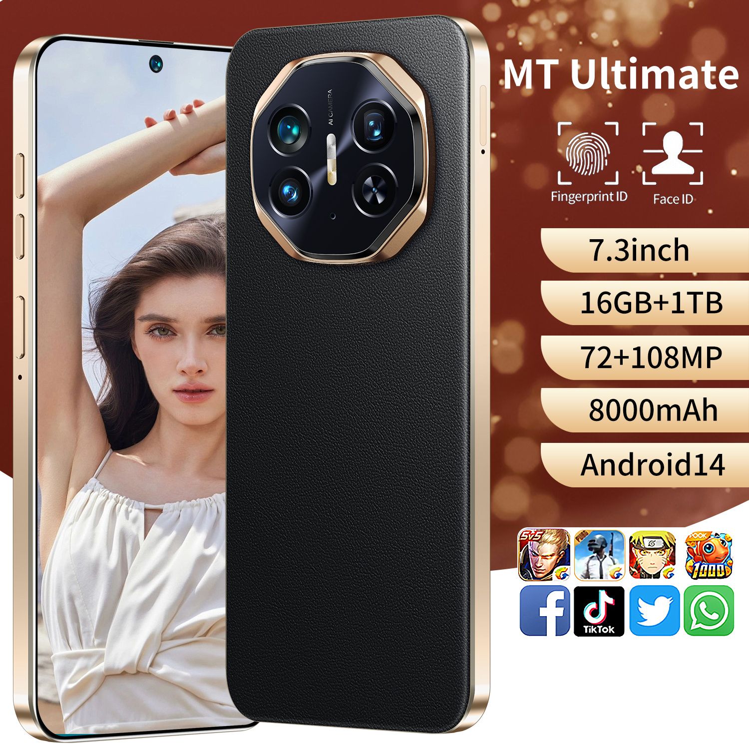 Original MT Ultimate Phone MT Ultimate Neuf 7.3 Inch 16gb + 1TB Clone Smartphone 10 Core Celulares Unlocked Phone