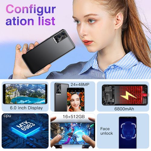 Intelligent A16E Android 6.0-inch large screen smartphone(Send the black style by default.)