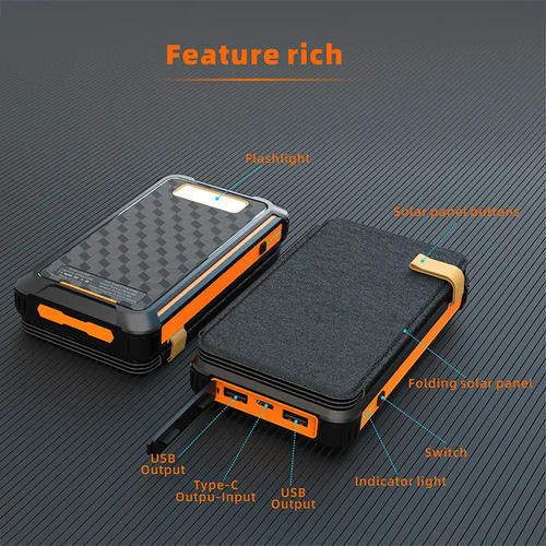 25000mAh Solar Mobile Power Bank with Foldable Photovoltaic Solar Panel: Portable and High-capacity Solar Charger