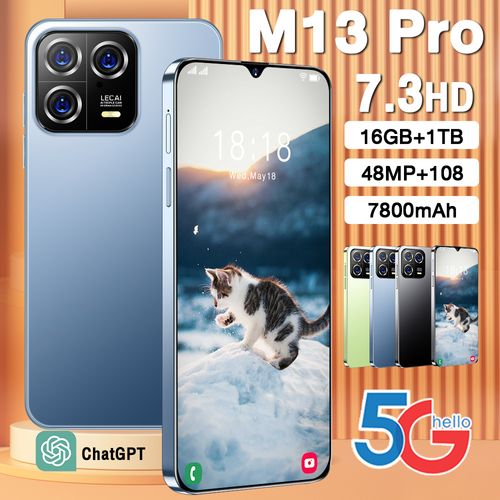 New M13 Pro smartphone  7.3  inch ultra high definition screen supports OTG fast charging.(It will be sent in black by default)