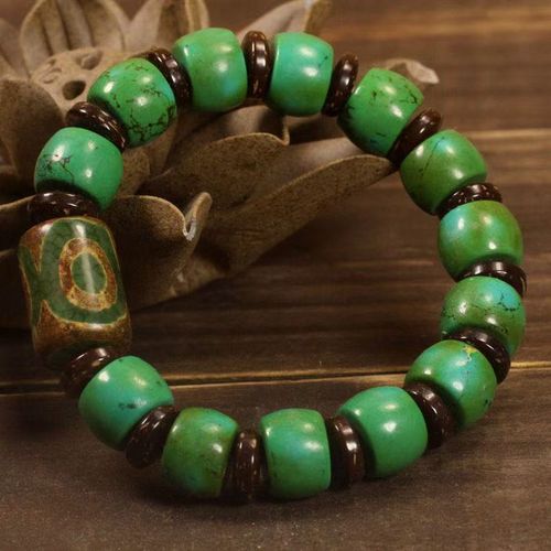 Three-Eyed Dzi Bead Bracelet