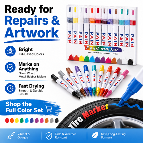 🔥HOT SALE🔥 COD！Permanent markers with vibrant, waterproof, oil-based pigment and a metallic finish. Great for school projects, tire rubber, CDs, and metal surfaces. Comes in 12 colors.