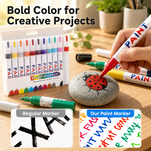 🔥HOT SALE🔥 COD！Permanent markers with vibrant, waterproof, oil-based pigment and a metallic finish. Great for school projects, tire rubber, CDs, and metal surfaces. Comes in 12 colors.