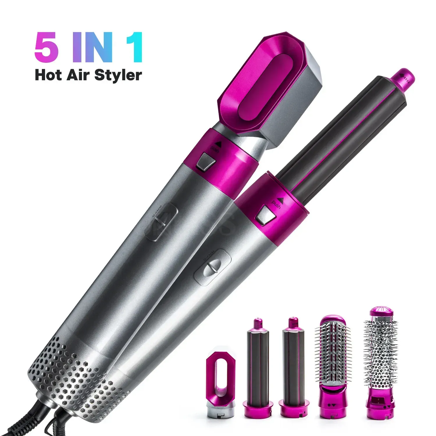 5 IN 1 Hair Dryer Brush Hot Comb Air Volumizer Curler Straightener