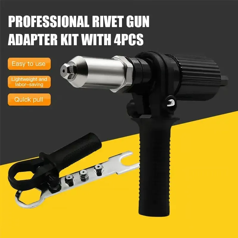 Professional Rivet Gun Adapter Kit with 4Pcs Nozzle Bolts