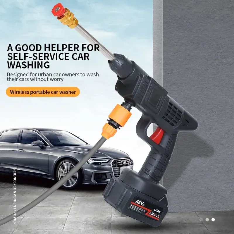 Cordless portable high-pressure water spray gun