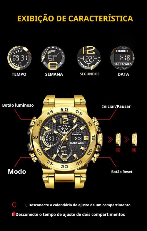 Relógio Esportivo Duplo Display Masculino