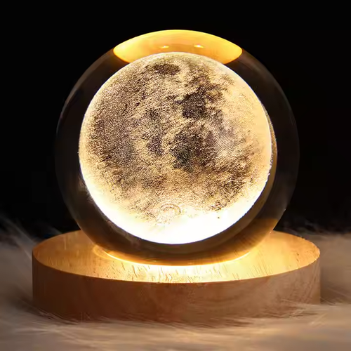 （Surprise gift ） Style Star Universe Crystal Ball Light Wooden Base