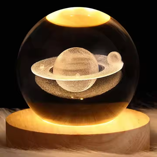 （Surprise gift ） Style Star Universe Crystal Ball Light Wooden Base
