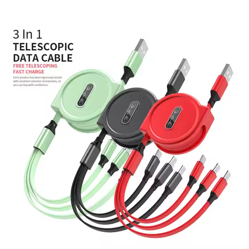 Retractable 3 In1 Usb Cable Fast Charging Micro Type c Multi Charger Cable