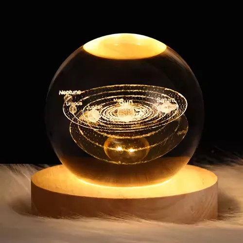 （Surprise gift ） Style Star Universe Crystal Ball Light Wooden Base
