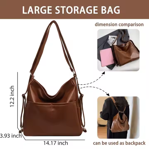 FANDUO Trendy Soft Leather Convertible Multifunctional Backpack