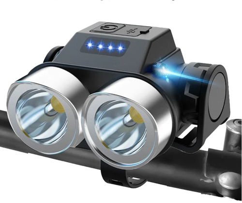 Outdoor Portable Dual Head Super Bright LED Bike Headlight