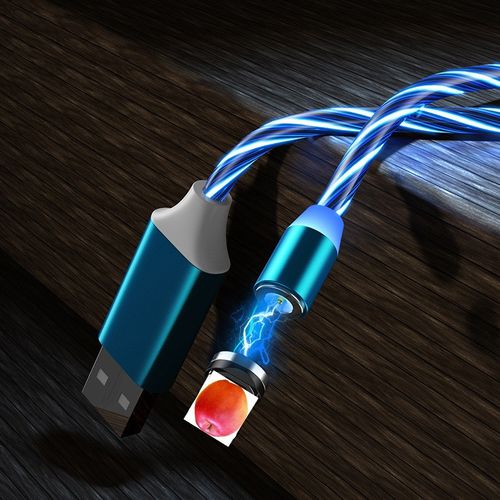 Luminous magnetic absorption data cable 3-in-1 for Apple Android Huawei mobile phone colorful streamer charging cable one drag three