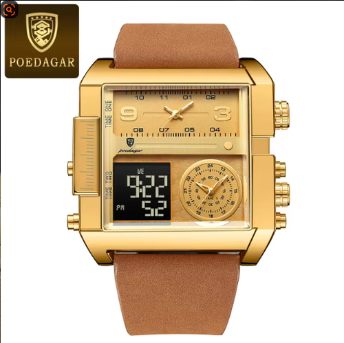 POEDAGAR Luxury Man Wristwatch Chronograph Waterproof Luminous Day Week for Men Watch Digital Multifunction Men's Quartz Watches