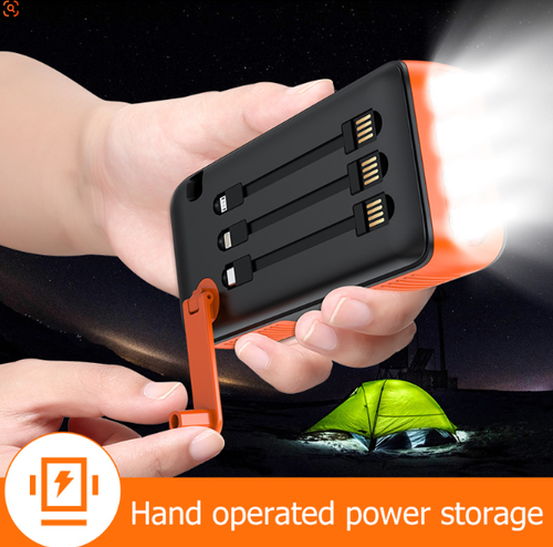 63200 mAh Hand-cranked Solar Power Bank with 4 LED Lights and CE UL