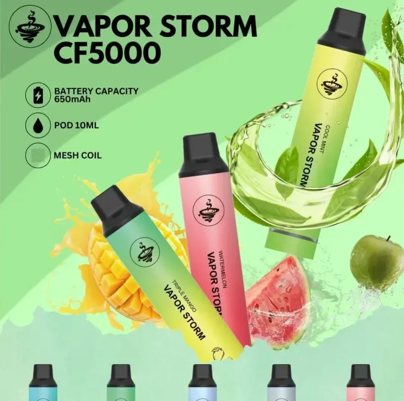 VAPOR STORM風暴5000口拋棄式發光一次性飛霧電子煙桿正品ILIA糖果雲煙館