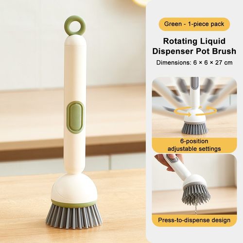 6-in-1 Rotatable Dish Brush with Detergent Dispenser