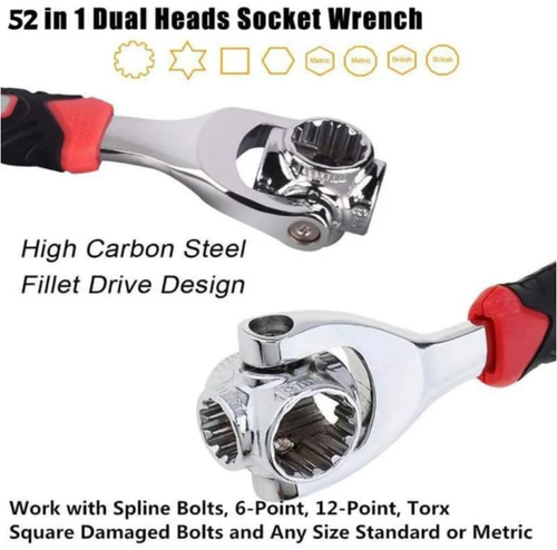 Universal Wrench 52 in 1Socket Wrench Tool with Multifunction360 Degree Rotating Head