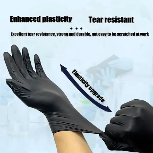 100pcs Black Nitrile Gloves Kitchen Disposable Synthetic Latex Gloves For Household Kitchen Cleaning Gloves Powder free（XL）