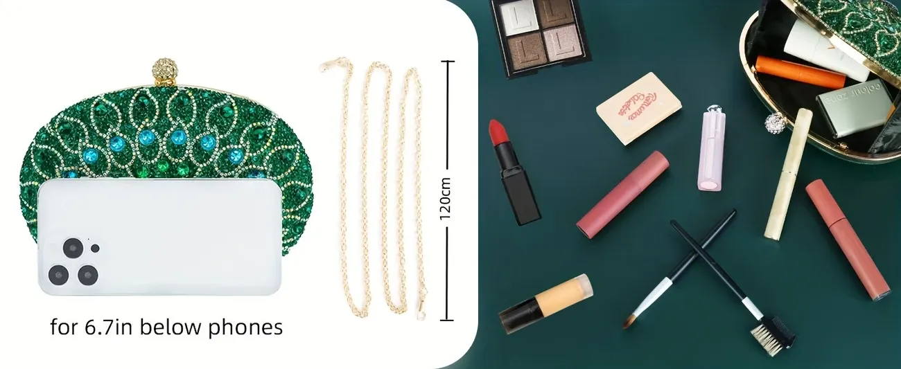 Fashion acrylic clutch with crystal embellishments, animal themed clasp evening bag with removable shoulder strap, nylon lining - elegant women's handbag for parties and dinners